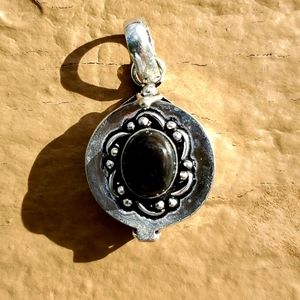 New Black Onyx Silver Poison Locket Pendant.